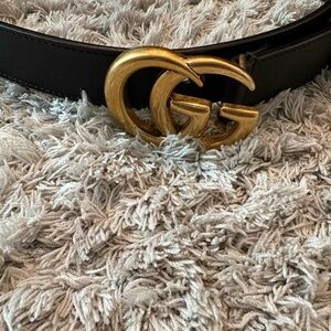 Gucci Black Belt with Gold GG Buckle